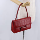 Salvatore Ferragamo Gancini Hand Bag Leather Red Silver Auth ka5534-24