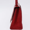 Salvatore Ferragamo Gancini Hand Bag Leather Red Silver Auth ka5534-5