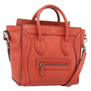 CELINE Luggage Nano Shopper Hand Bag Leather 2way Orange Silver Auth ka5539A-1