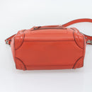 CELINE Luggage Nano Shopper Hand Bag Leather 2way Orange Silver Auth ka5539A-5