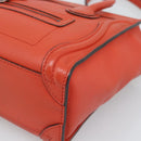 CELINE Luggage Nano Shopper Hand Bag Leather 2way Orange Silver Auth ka5539A-16