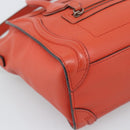 CELINE Luggage Nano Shopper Hand Bag Leather 2way Orange Silver Auth ka5539A-17