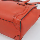 CELINE Luggage Nano Shopper Hand Bag Leather 2way Orange Silver Auth ka5539A-18