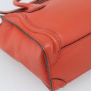CELINE Luggage Nano Shopper Hand Bag Leather 2way Orange Silver Auth ka5539A-9