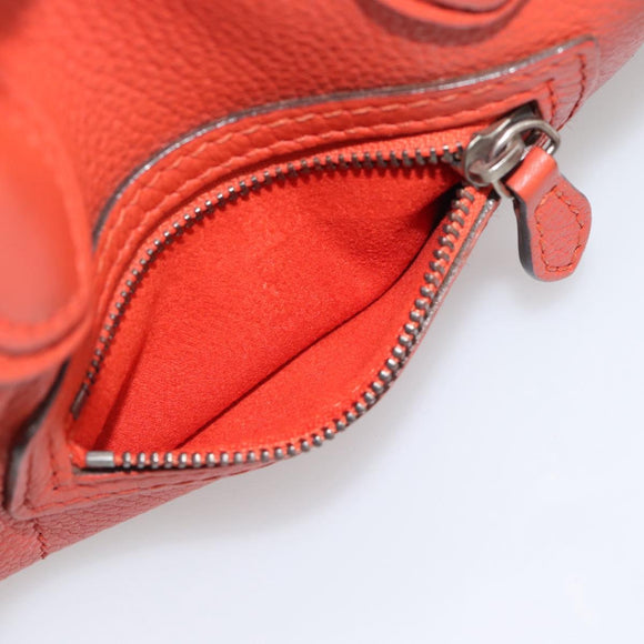 CELINE Luggage Nano Shopper Hand Bag Leather 2way Orange Silver Auth ka5539A