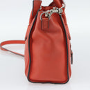 CELINE Luggage Nano Shopper Hand Bag Leather 2way Orange Silver Auth ka5539A-3