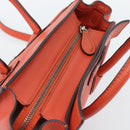 CELINE Luggage Nano Shopper Hand Bag Leather 2way Orange Silver Auth ka5539A-6