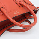 CELINE Luggage Nano Shopper Hand Bag Leather 2way Orange Silver Auth ka5539A-7