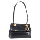 Christian Dior Shoulder Bag Patent Black Gold Tone Auth ka5543-1