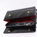 Christian Dior Shoulder Bag Patent Black Gold Tone Auth ka5543-16