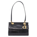 Christian Dior Shoulder Bag Patent Black Gold Tone Auth ka5543-2