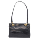 Christian Dior Shoulder Bag Patent Black Gold Tone Auth ka5543-3