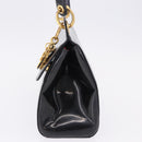 Christian Dior Shoulder Bag Patent Black Gold Tone Auth ka5543-4