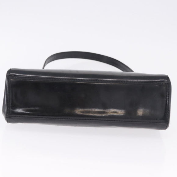 Christian Dior Shoulder Bag Patent Black Gold Tone Auth ka5543