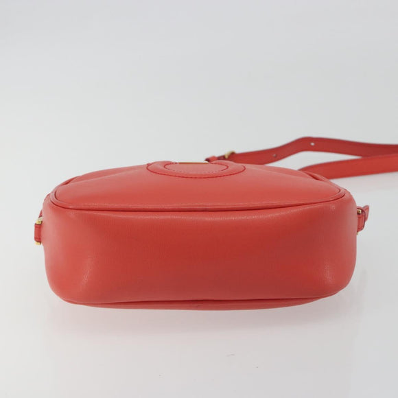 Salvatore Ferragamo Gancini Shoulder Bag Leather Orange Gold Tone Auth ka5544A