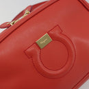 Salvatore Ferragamo Gancini Shoulder Bag Leather Orange Gold Tone Auth ka5544A-17
