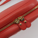 Salvatore Ferragamo Gancini Shoulder Bag Leather Orange Gold Tone Auth ka5544A-18