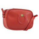 Salvatore Ferragamo Gancini Shoulder Bag Leather Orange Gold Tone Auth ka5544A-1