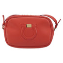 Salvatore Ferragamo Gancini Shoulder Bag Leather Orange Gold Tone Auth ka5544A-13