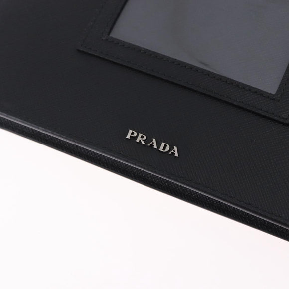 PRADA Shoulder Bag Saffiano leather Black Silver Auth ka5546A