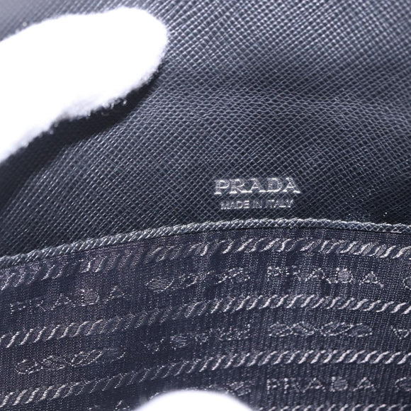 PRADA Shoulder Bag Saffiano leather Black Silver Auth ka5546A