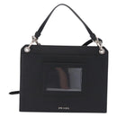 PRADA Shoulder Bag Saffiano leather Black Silver Auth ka5546A-3
