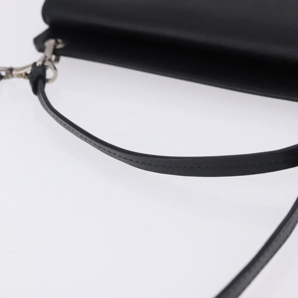 PRADA Shoulder Bag Saffiano leather Black Silver Auth ka5546A