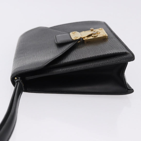 LOUIS VUITTON Epi Sellier Dragonne Clutch Bag Black M52612 LV Auth ka5547