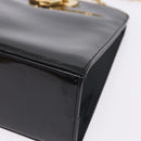 Salvatore Ferragamo Gancini Chain Shoulder Bag Patent Black Gold Auth ka5550A-14