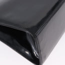 Salvatore Ferragamo Gancini Chain Shoulder Bag Patent Black Gold Auth ka5550A-15