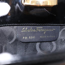 Salvatore Ferragamo Gancini Chain Shoulder Bag Patent Black Gold Auth ka5550A-12
