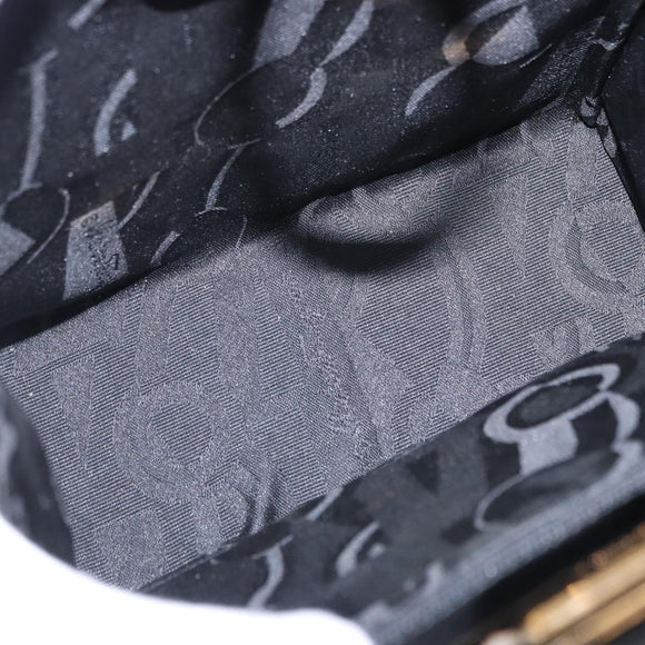 Salvatore Ferragamo Gancini Chain Shoulder Bag Patent Black Gold Auth ka5550A