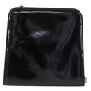 Salvatore Ferragamo Gancini Chain Shoulder Bag Patent Black Gold Auth ka5550A-2
