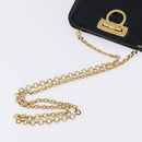 Salvatore Ferragamo Gancini Chain Shoulder Bag Patent Black Gold Auth ka5550A-7