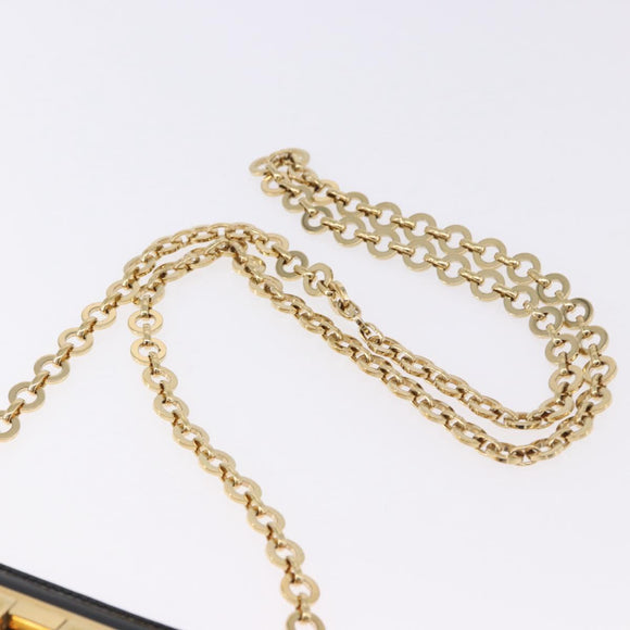 Salvatore Ferragamo Gancini Chain Shoulder Bag Patent Black Gold Auth ka5550A