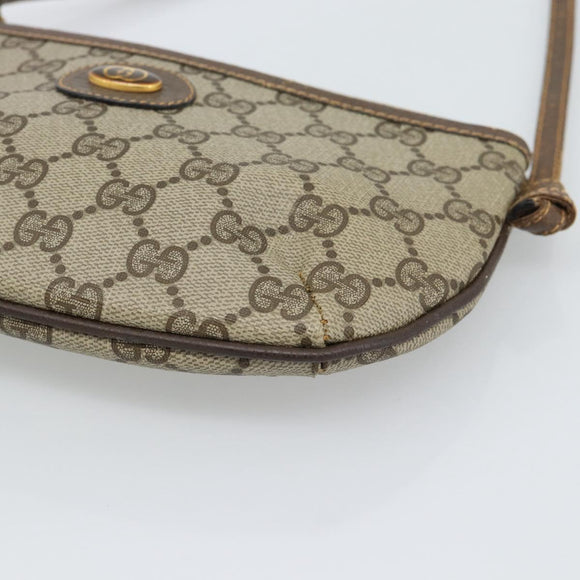 GUCCI GG Supreme Shoulder Bag PVC Leather Beige Gold Tone 904 02 020 Auth ka5554