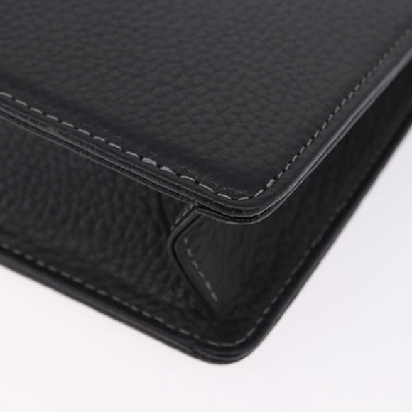 BURBERRY Business Bag Leather Black Silver Auth ka5555A