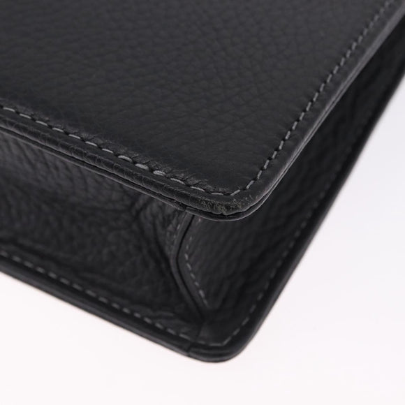 BURBERRY Business Bag Leather Black Silver Auth ka5555A