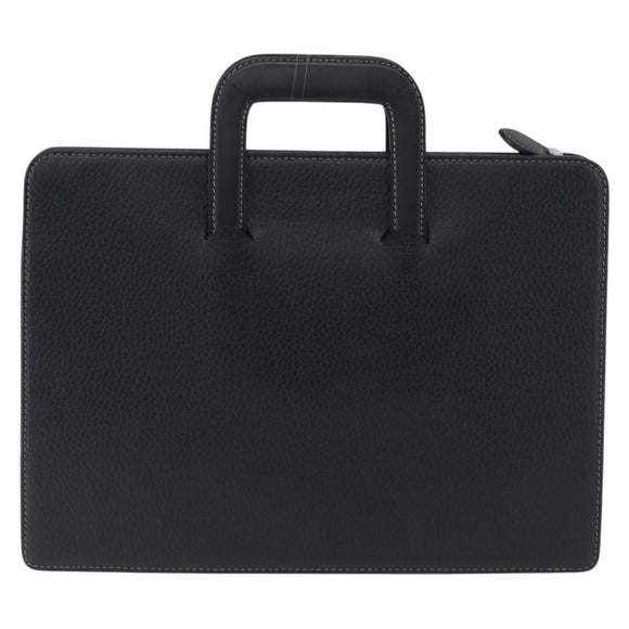 BURBERRY Business Bag Leather Black Silver Auth ka5555A
