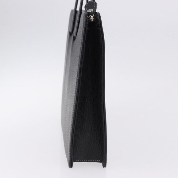 BURBERRY Business Bag Leather Black Silver Auth ka5555A