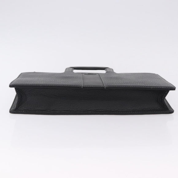 BURBERRY Business Bag Leather Black Silver Auth ka5555A