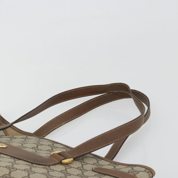 GUCCI GG Supreme Tote Bag PVC Leather Beige Gold Tone 39 02 061 Auth ka5559