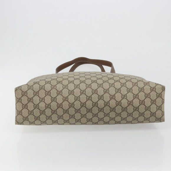 GUCCI GG Supreme Tote Bag PVC Leather Beige Gold Tone 39 02 061 Auth ka5559