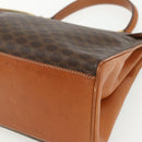 CELINE Macadam Canvas Hand Bag PVC Leather Brown Gold Auth ka556-10