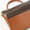 CELINE Macadam Canvas Hand Bag PVC Leather Brown Gold Auth ka556-14