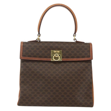 CELINE Macadam Canvas Hand Bag PVC Leather Brown Gold Auth ka556 - 0
