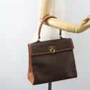 CELINE Macadam Canvas Hand Bag PVC Leather Brown Gold Auth ka556-22