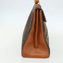 CELINE Macadam Canvas Hand Bag PVC Leather Brown Gold Auth ka556-4