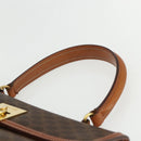 CELINE Macadam Canvas Hand Bag PVC Leather Brown Gold Auth ka556-8