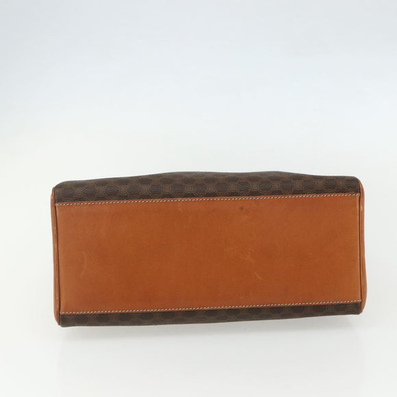 CELINE Macadam Canvas Hand Bag PVC Leather Brown Gold Auth ka556